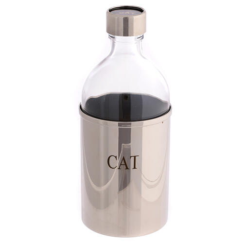 Ölgefäß, CAT, Glasflasche mit Messingverkleidung, 500 ml 1