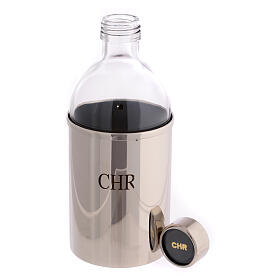Ölgefäß, CHR, Glasflasche mit Messingverkleidung, 500 ml