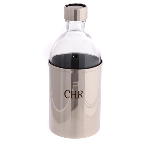 Ölgefäß, CHR, Glasflasche mit Messingverkleidung, 500 ml 1