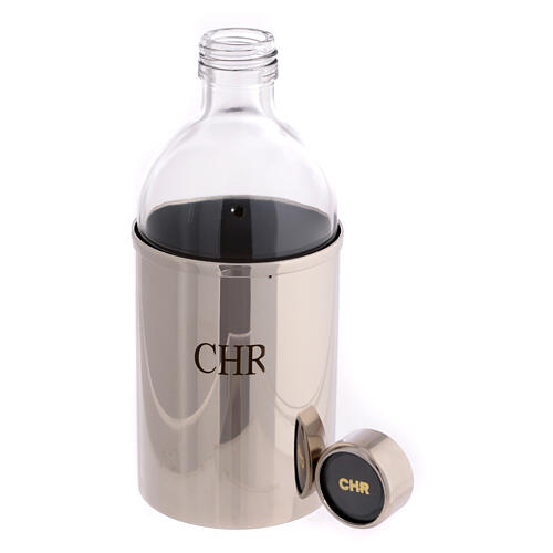 Ölgefäß, CHR, Glasflasche mit Messingverkleidung, 500 ml 2