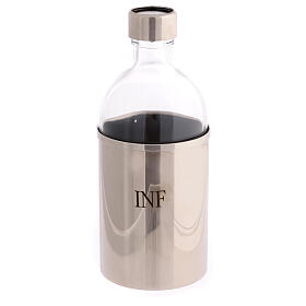 Ölgefäß, INF, Glasflasche mit Messingverkleidung, 500 ml