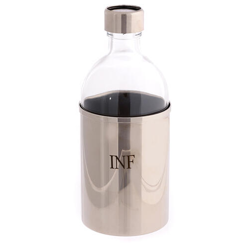 Ölgefäß, INF, Glasflasche mit Messingverkleidung, 500 ml 1