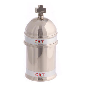 Holy oil container 30 ml silver with imitation leather case Catechumens 
