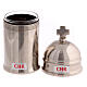 Holy oil container 30 ml silver case Holy Chrism cross s2