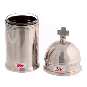 Ölgefäß INF und Etui, versilbertes Metall, 30 ml