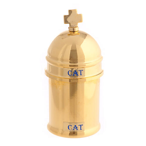 Golden stock of 30 ml for Catechumens oil, imitation leather case 1