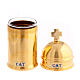 Vaso dourado 30 ml estojo imitação de couro óleo Catecúmenos s2