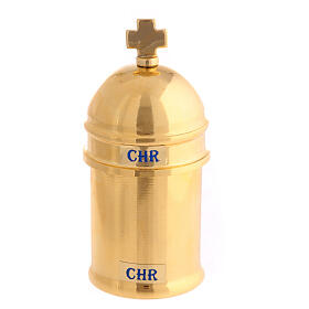 Ölgefäß CHR und Etui, vergoldetes Metall, 30 ml