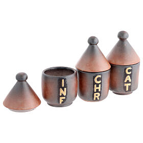 Servizio ceramica di oli santi in cotto antico 