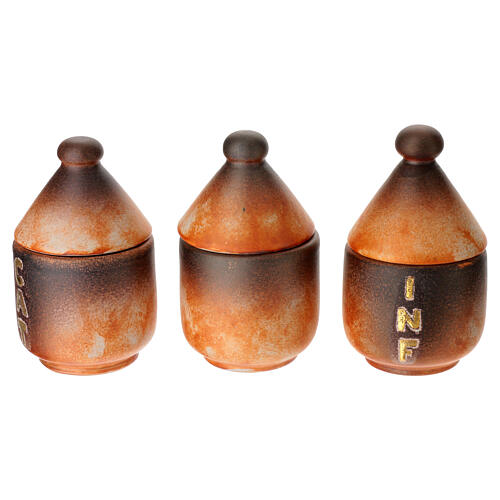 Servizio ceramica di oli santi in cotto antico  3