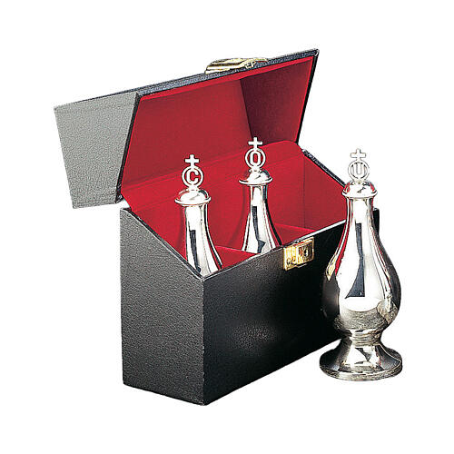 Set étui avec huiles saintes laiton argenté 20 cm Molina 1