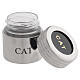 Estojo com dois vasos para óleos Crismal (CHR) e dos Catecúmenos (CAT) em metal prateado s3