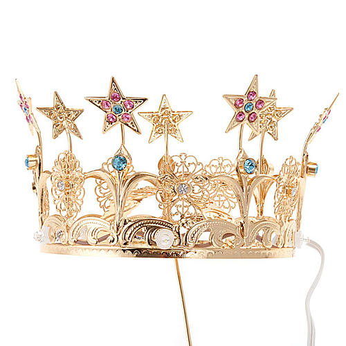 Luminous crown in brass filigree gold color 1