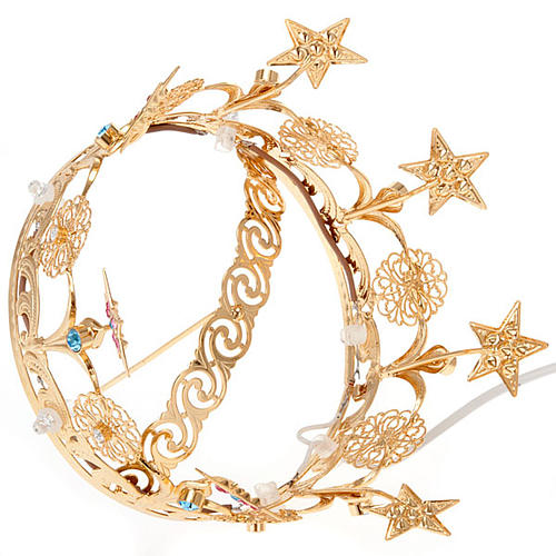 Luminous crown in brass filigree gold color 3