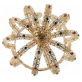 Krone Madonna vergoldete Messing gefarbte Kristalle s4