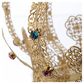 Krone Madonna vergoldete Messing gefarbte Kristalle s5