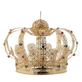 Our Lady crown golden brass - colored strass
