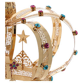 Krone Madonna vergoldete Messing - Sterne gefarbte Kristalle s4