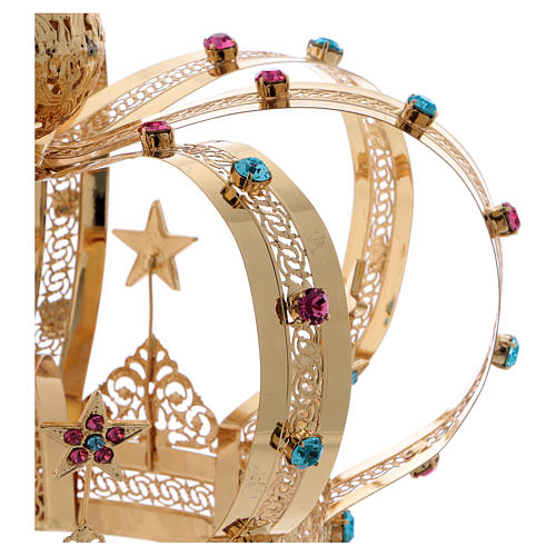 Krone Madonna vergoldete Messing - Sterne gefarbte Kristalle 4