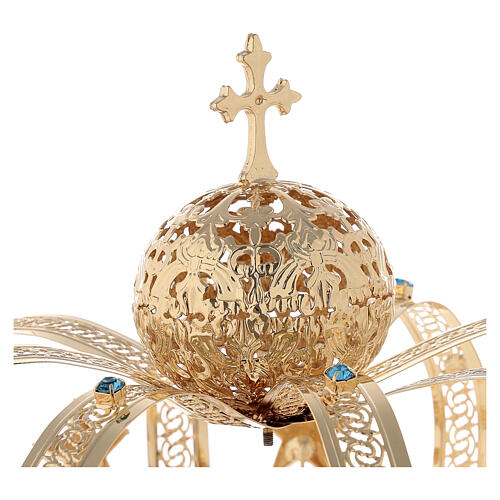 Krone Madonna vergoldete Messing - Sterne gefarbte Kristalle 5