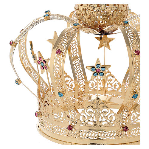 Our Lady crown golden brass - colored strass stars 4