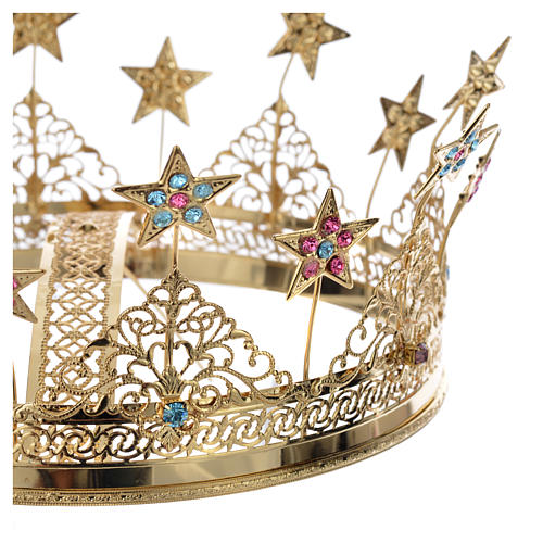 Star Crown with colored strass in golden brass 3