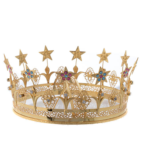 Virgin Mary Star Crown in Golden Brass Filigree 2