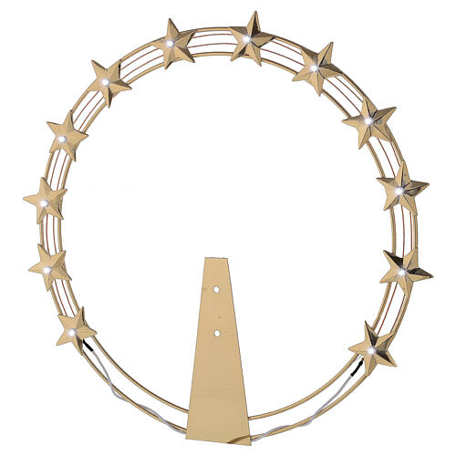 Luminous Starry Halo in Gilded Brass with LEDs, 30 cm diameter 1