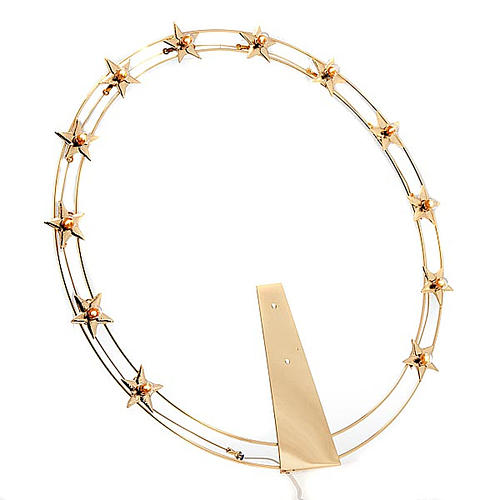Luminous halo in gilded brass with bulbs, 40 cm dia 1