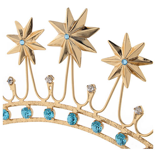Crown for Statues in Golden Brass and color stones 2
