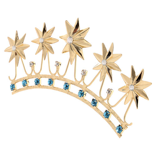 Crown for Statues in Golden Brass and color stones 3