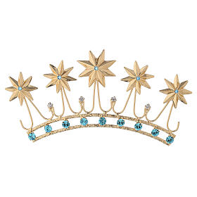 Crown for Statues in Golden Brass with Color Stones