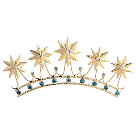 Crown for Statues in Golden Brass with Color Stones