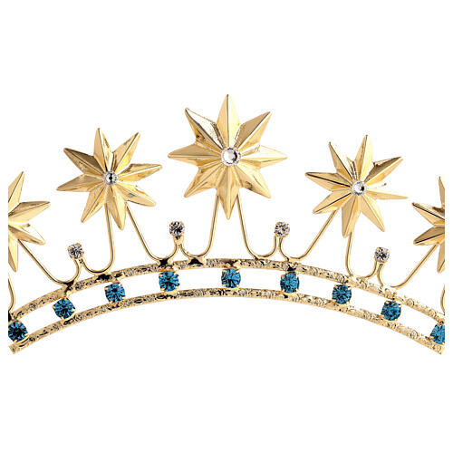 Crown for Statues in Golden Brass with Color Stones 2