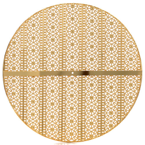 Aureola de latón en filigrana dorada y bordados. 2