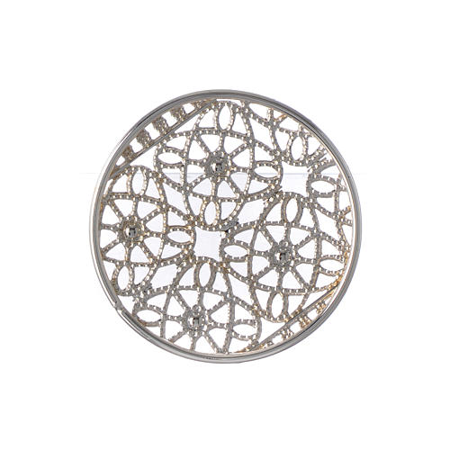 Silver Round Halo in Plated Brass Filigree 5
