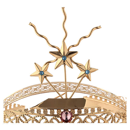 Tiara for statues in gold-plated filigree and color stones 4