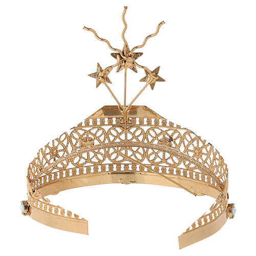 Tiara for Statues in Gold-Plated Filigree and Colored Stones 6