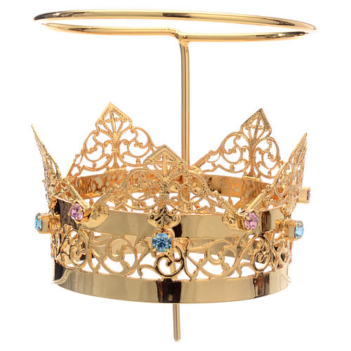 Crown with halo in brass and strass, 6 cm 2