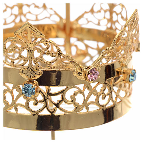 Crown with halo in brass and strass, 6 cm 3
