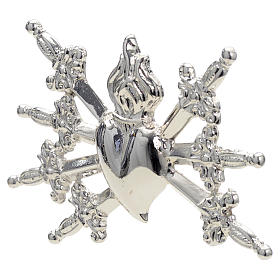 Heart with swords in silver-plated brass, 10cm