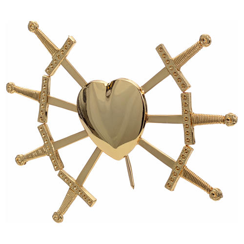 Heart with 7 swords in gold-plated brass, 16cm 4