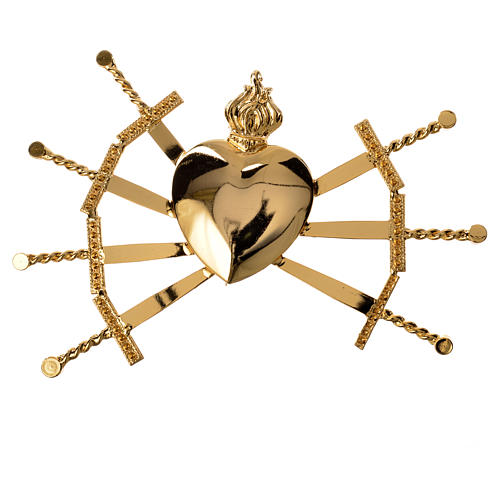 Heart with 7 swords in gold-plated brass, 16cm 6