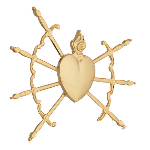 Heart with 7 swords in gold-plated brass, 16cm 8