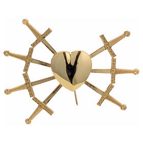 Heart with 7 swords in gold-plated brass, 16cm s3
