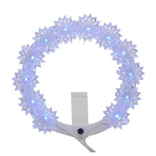 Heiligenschein aus Plexiglas mit Blüten und blauen LEDs 10 cm 5