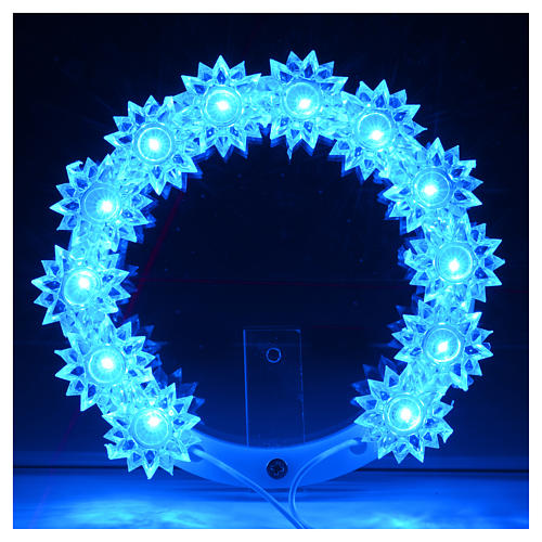 Heiligenschein aus Plexiglas mit Blüten und blauen LEDs 10 cm 6