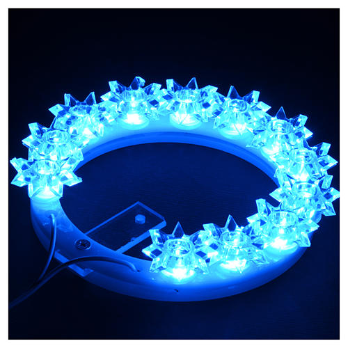 Heiligenschein aus Plexiglas mit Blüten und blauen LEDs 10 cm 7