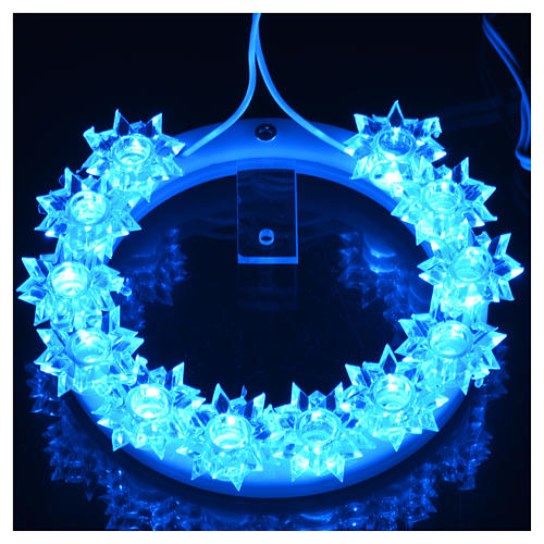 Heiligenschein aus Plexiglas mit Blüten und blauen LEDs 10 cm 10