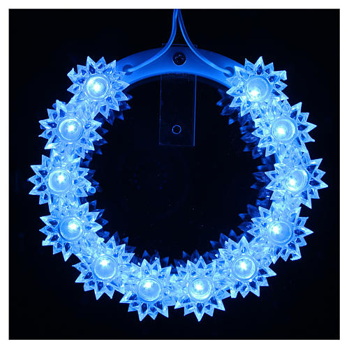 Heiligenschein aus Plexiglas mit Blüten und blauen LEDs 10 cm 13
